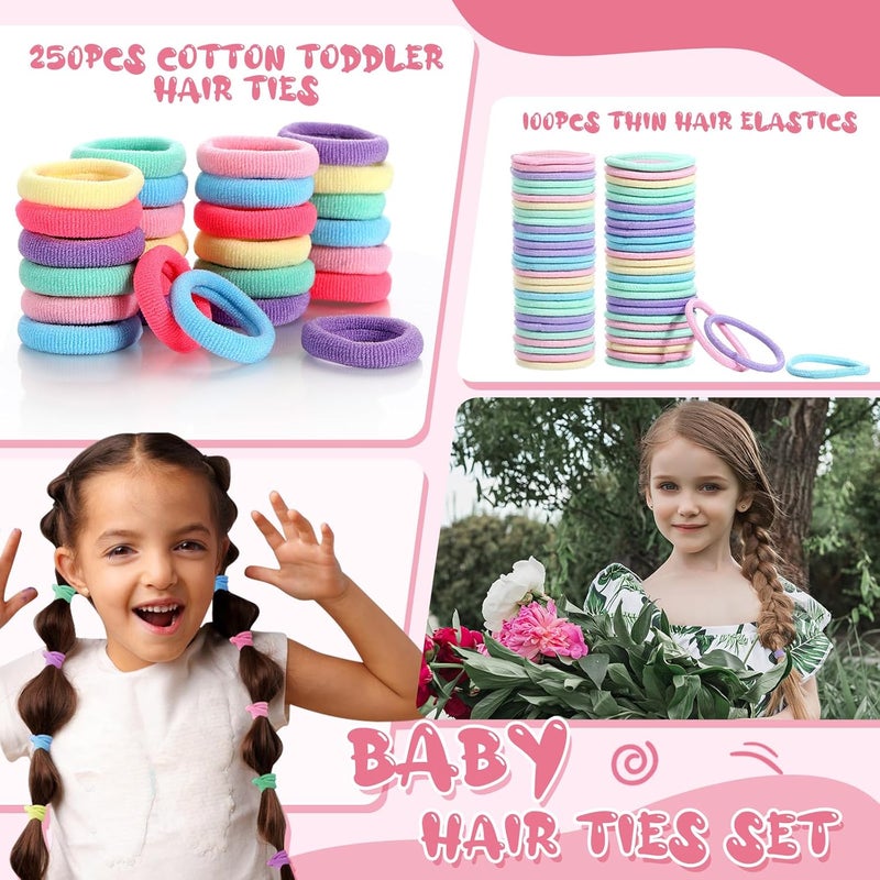 AuraRay 360PCS Soft Cotton Hair Ties for Toddlers & Baby - No Damage Elastics Seamless Ponytail Holders for Little Girls Daily Hair Accessories - Image 4